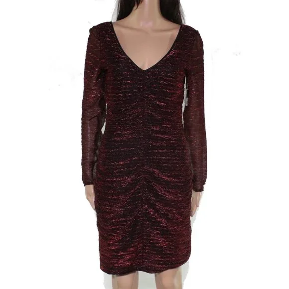 chinese dress ladies Guess Womens Long Sleeve Celia Micro Sequin Sweater Dress, Delicious Red  Multi, Large at Amazon Women's Clothing store